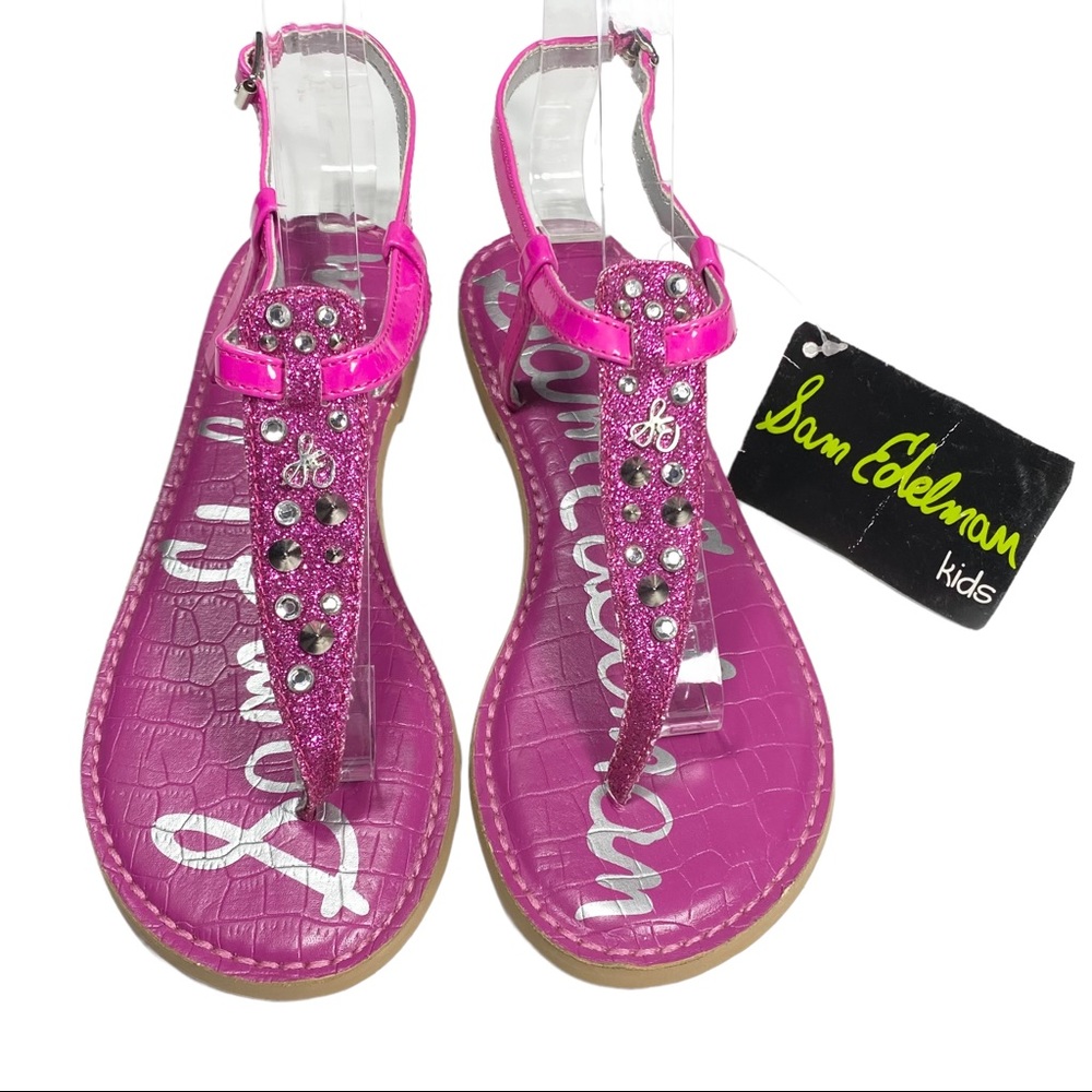 Sam Edelman Kids Embellished Gigi Pink Neon Fuchsia Thong Sandals Size 3